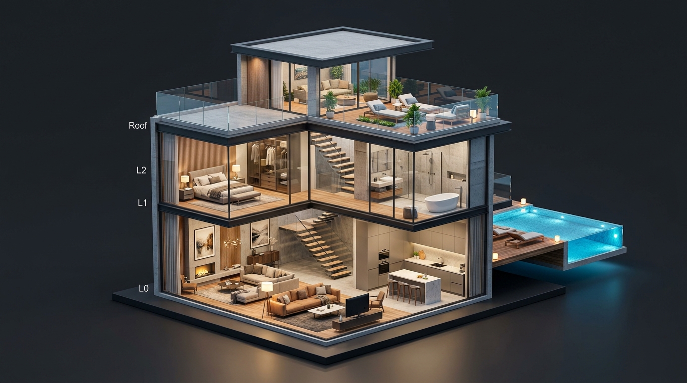 3D Dollhouse Cutaway View
